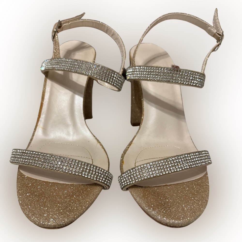 DB Studio Elegant‎ Gold Rhinestone-Embellished Heels Size 6